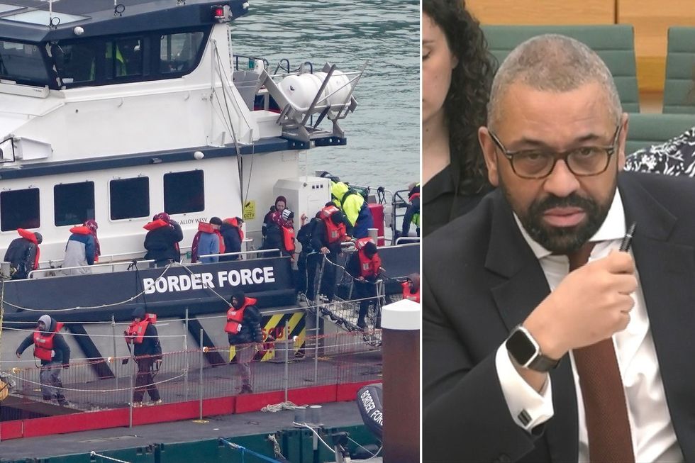 James Cleverly and Border Force boat offloading illegal channel migrants