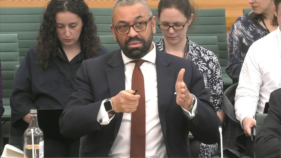 James Cleverly speaking in front of Commons Home Affairs Committee