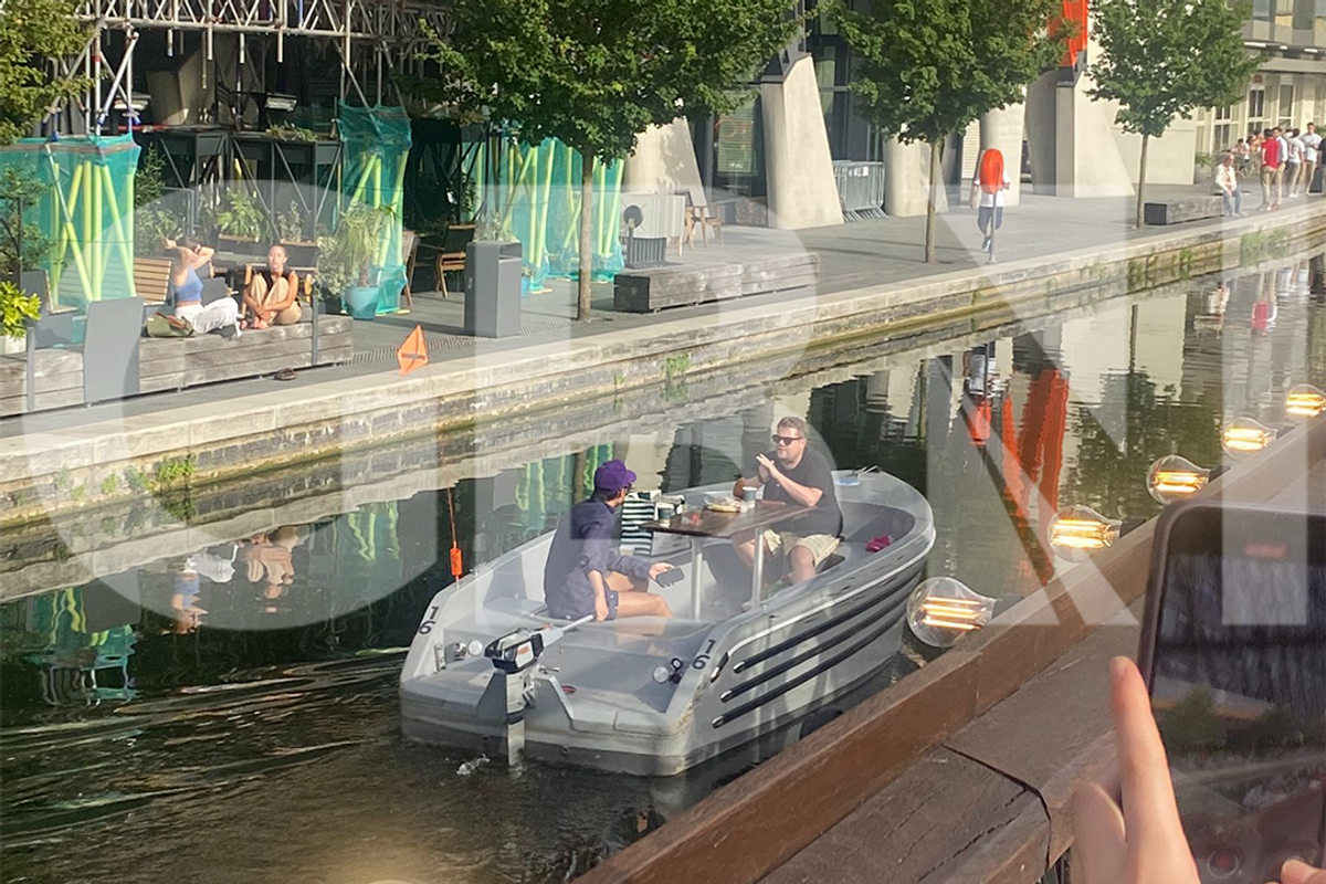 James Corden on the boat with Harry Styles