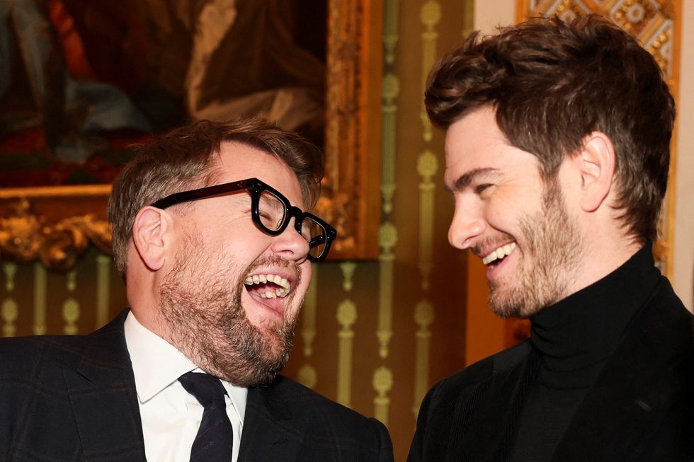 James Corden sharing a laugh with Andrew Garfield