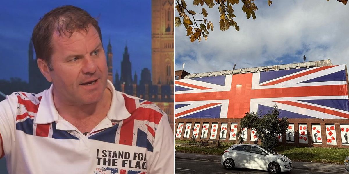 Flag row: Patriotic Briton vows to ‘fight the council’ after unfurling 100ft Union flag on ex-HQ Flag row: Patriotic Briton vows to ‘fight the council’ after unfurling 100ft Union flag on ex-HQ