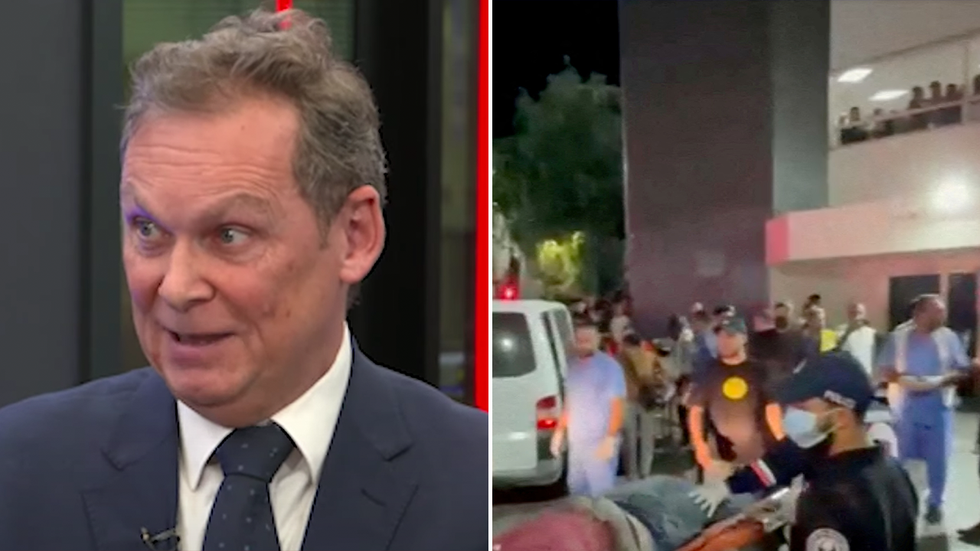 James Marlow and scenes outside a hospital in Gaza