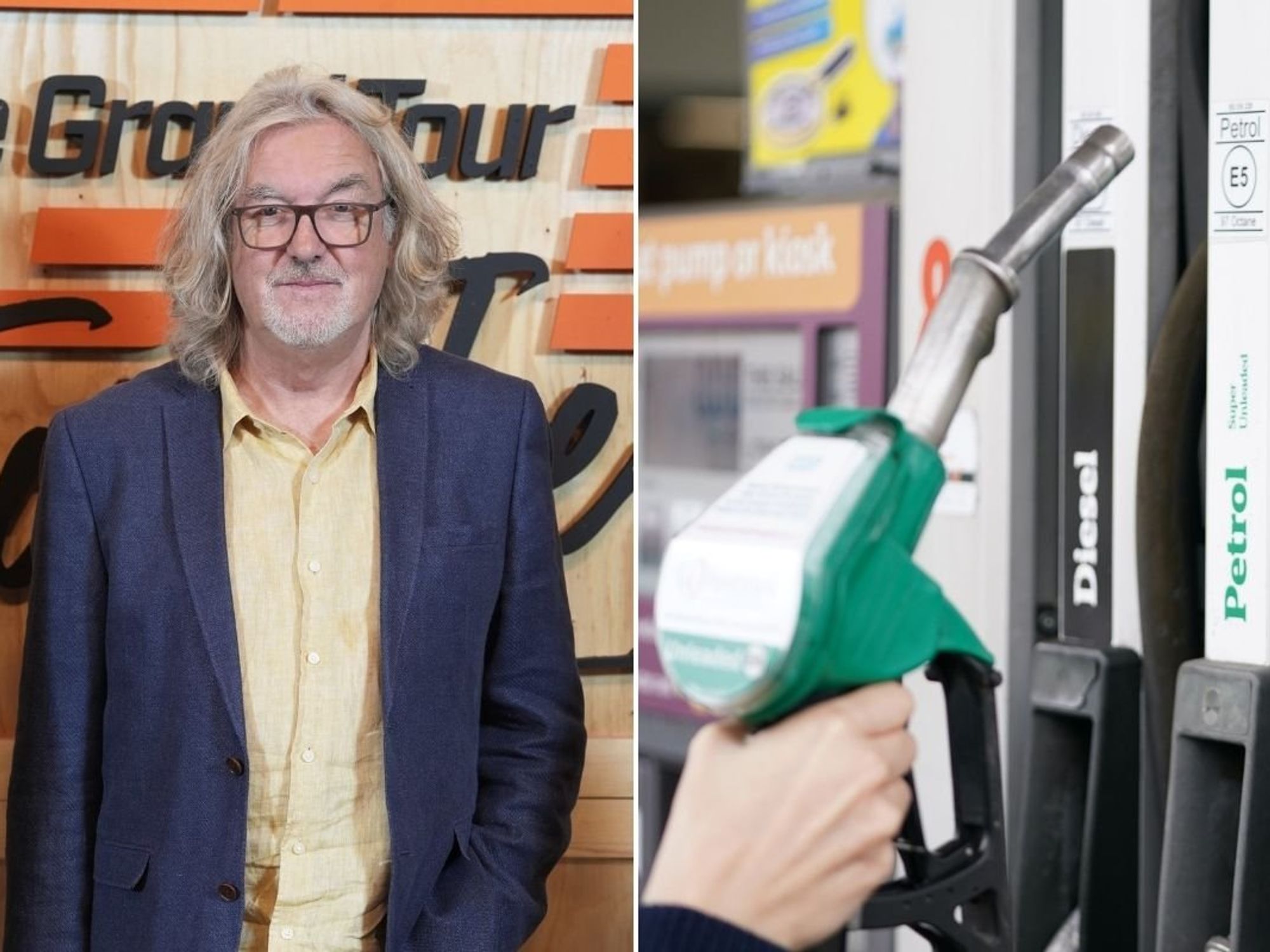 James May and a petrol and diesel pump