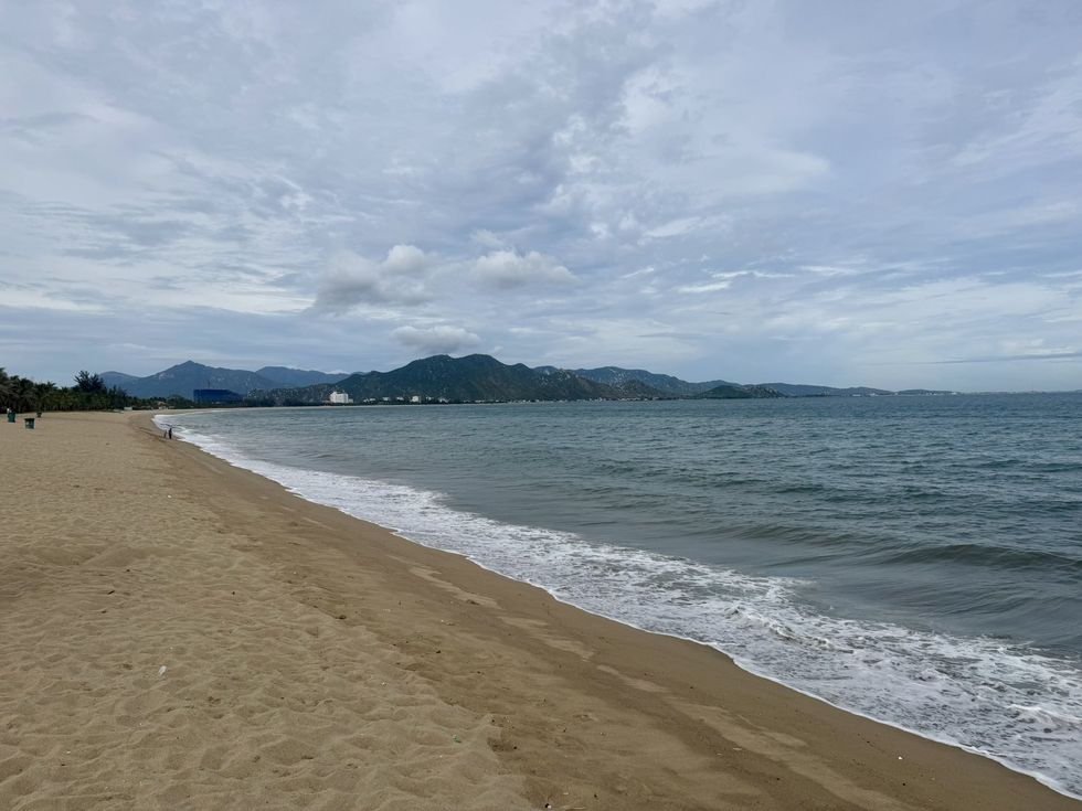 James Titcombe has stoped by the beach on his way to Hanoi