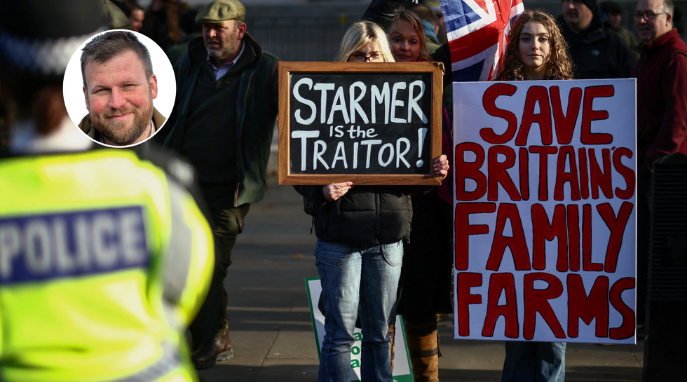 James Wright (left), Farmers' protest (right)