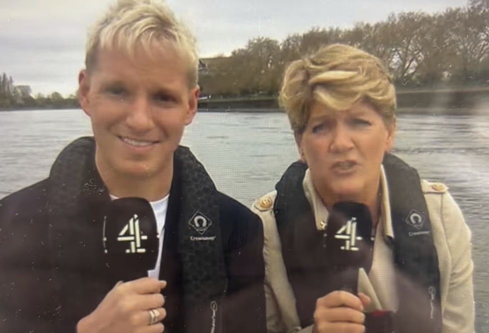 Jamie Laing presented the Boat Race alongside Clare Balding