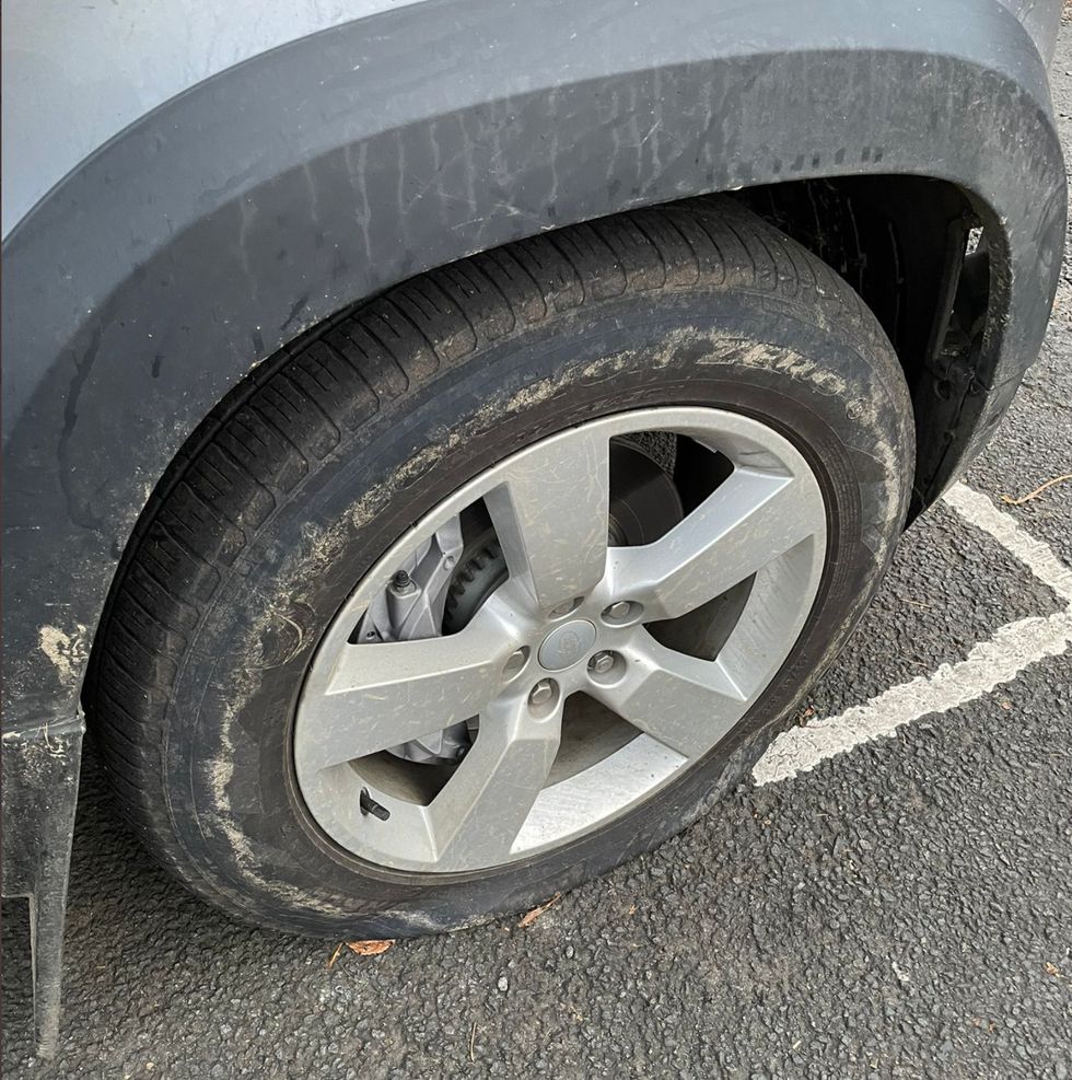Jamie MacConnacher discovered the flattened tyres before going to work on Thursday