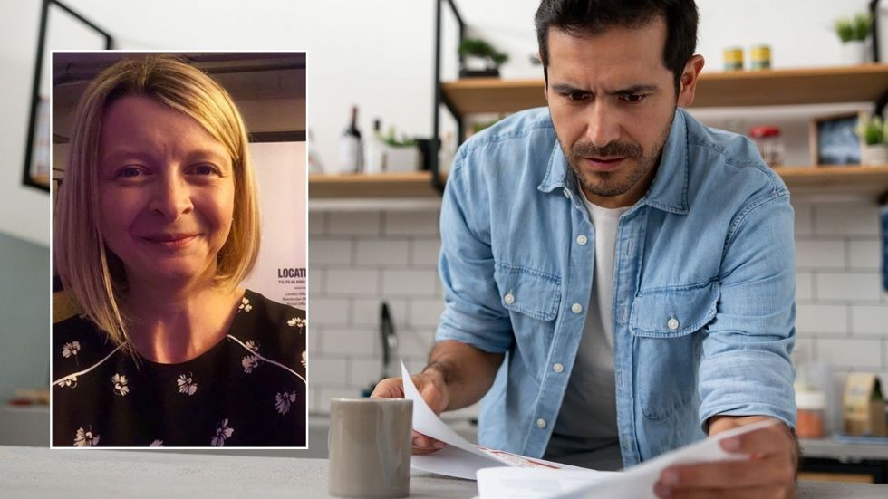 Jane Hawkins and man looking at finances