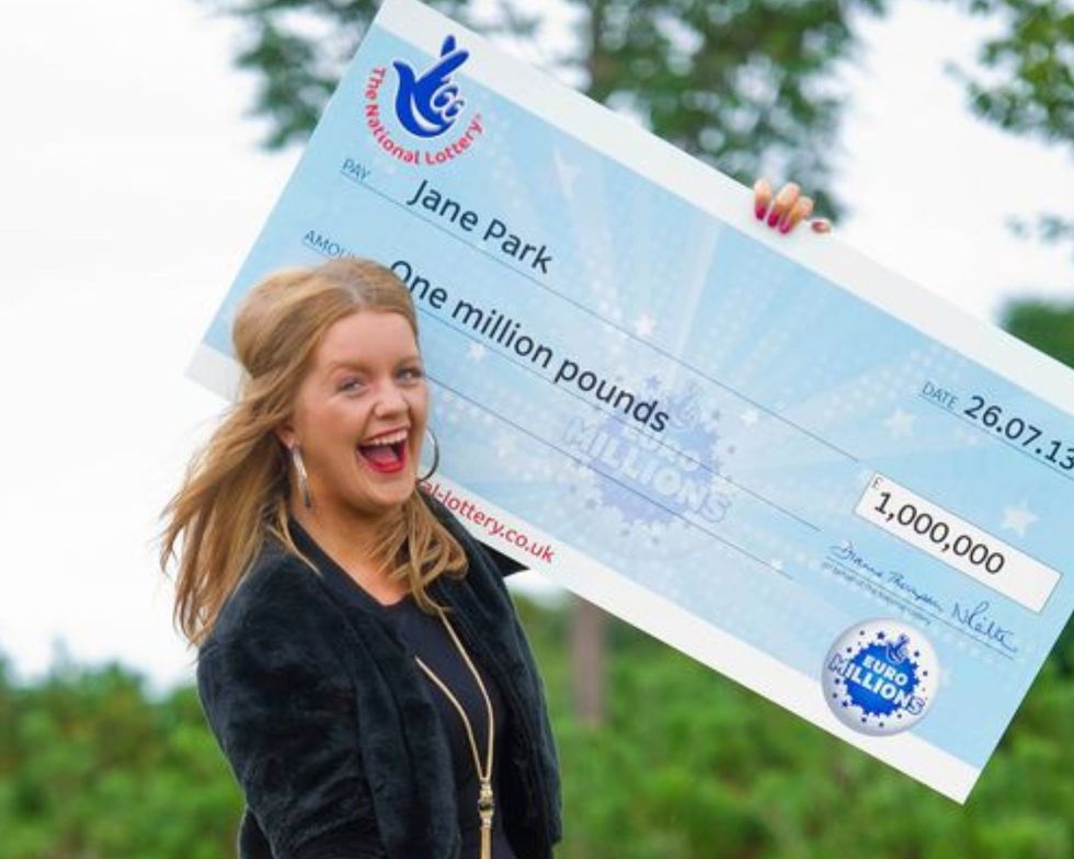 Jane Park with her \u00a31million cheque