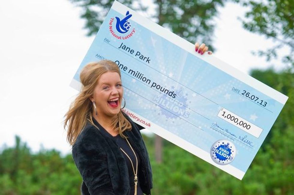 Jane Park with \u00a31million cheque