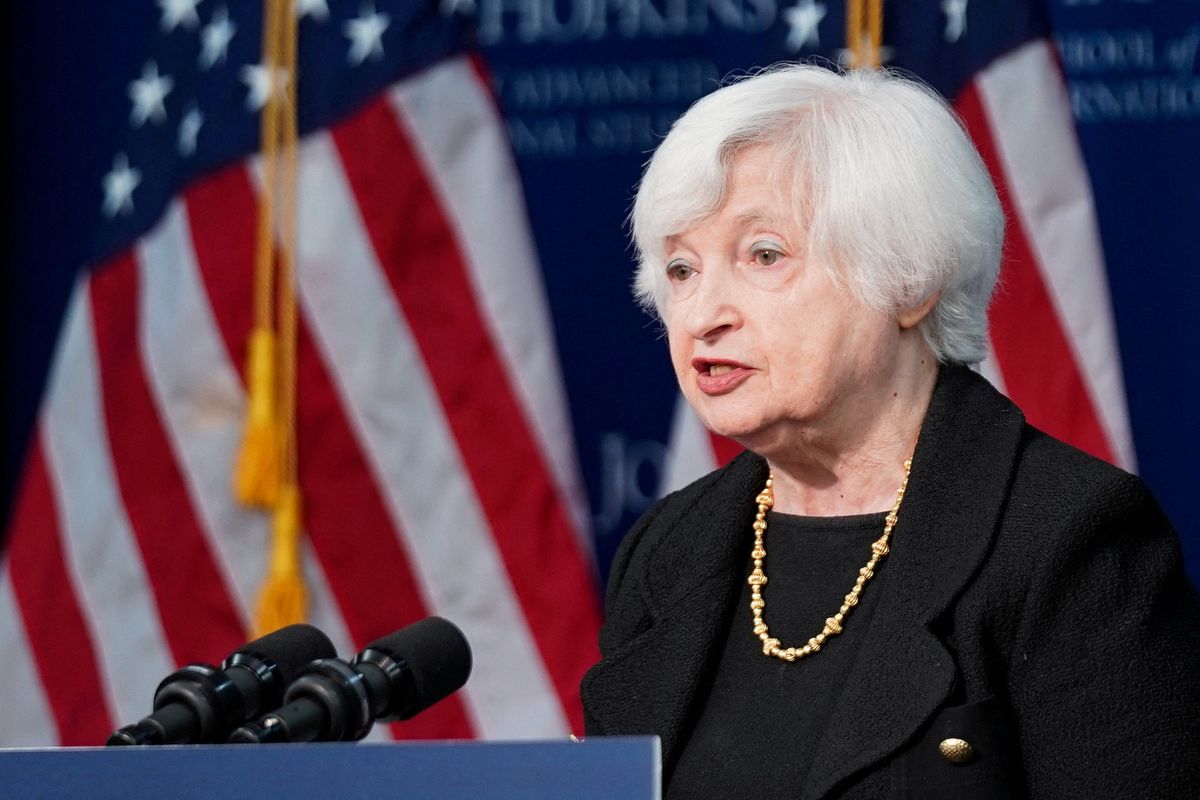 Janet Yellen speaking during a press conference 