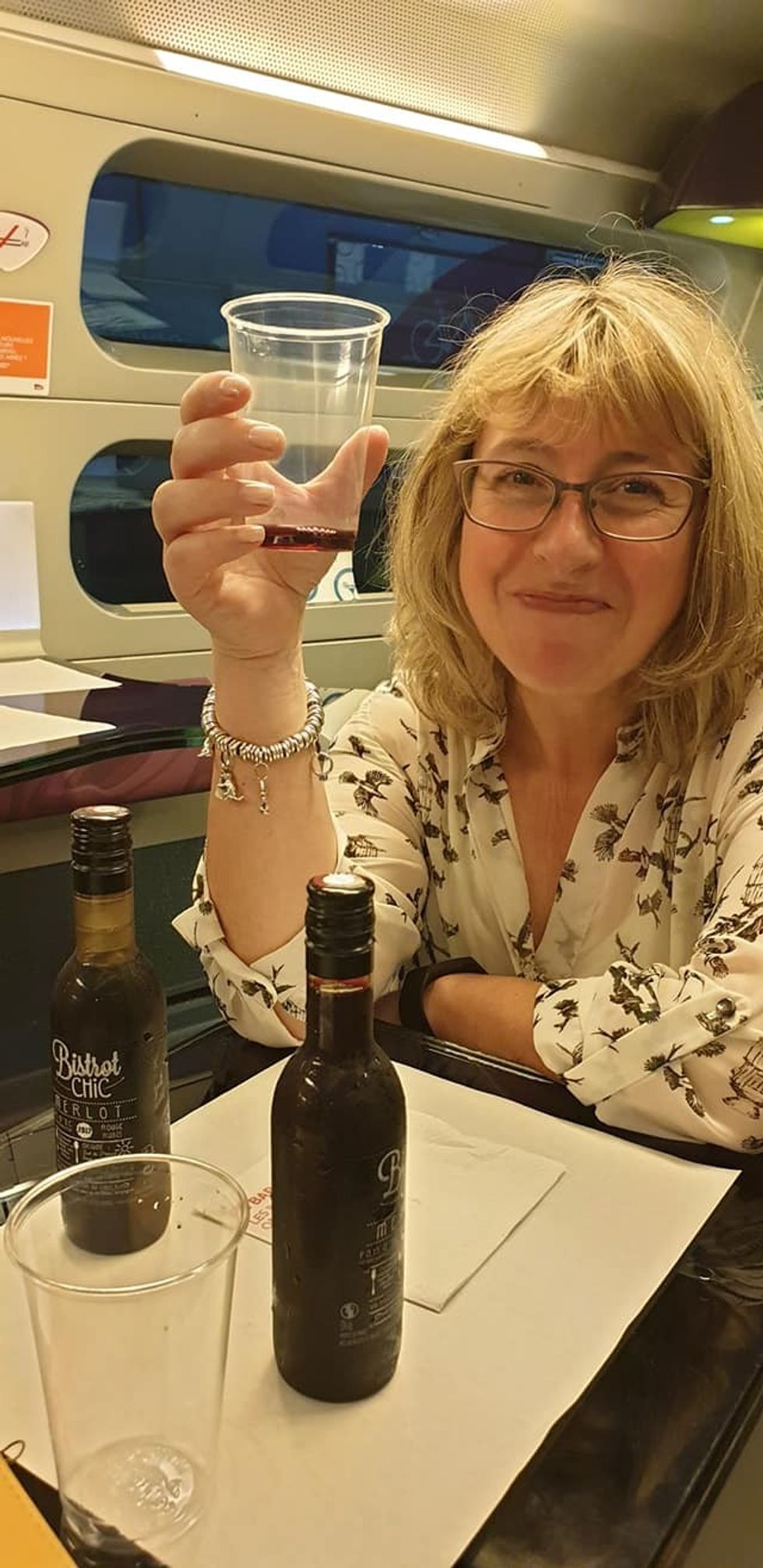 Janine Marsh drinking wine