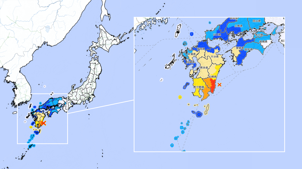 Japan earthquake map