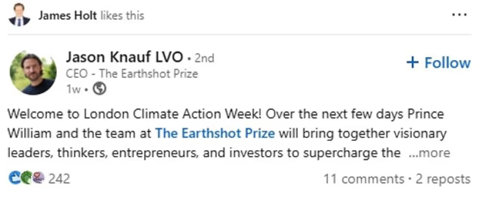 Jason Knauf LinkedIn post