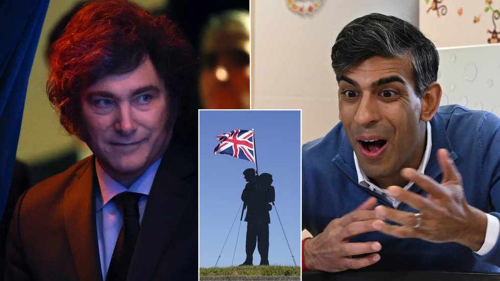 Javier Milei/Falklands memorial/Rishi Sunak