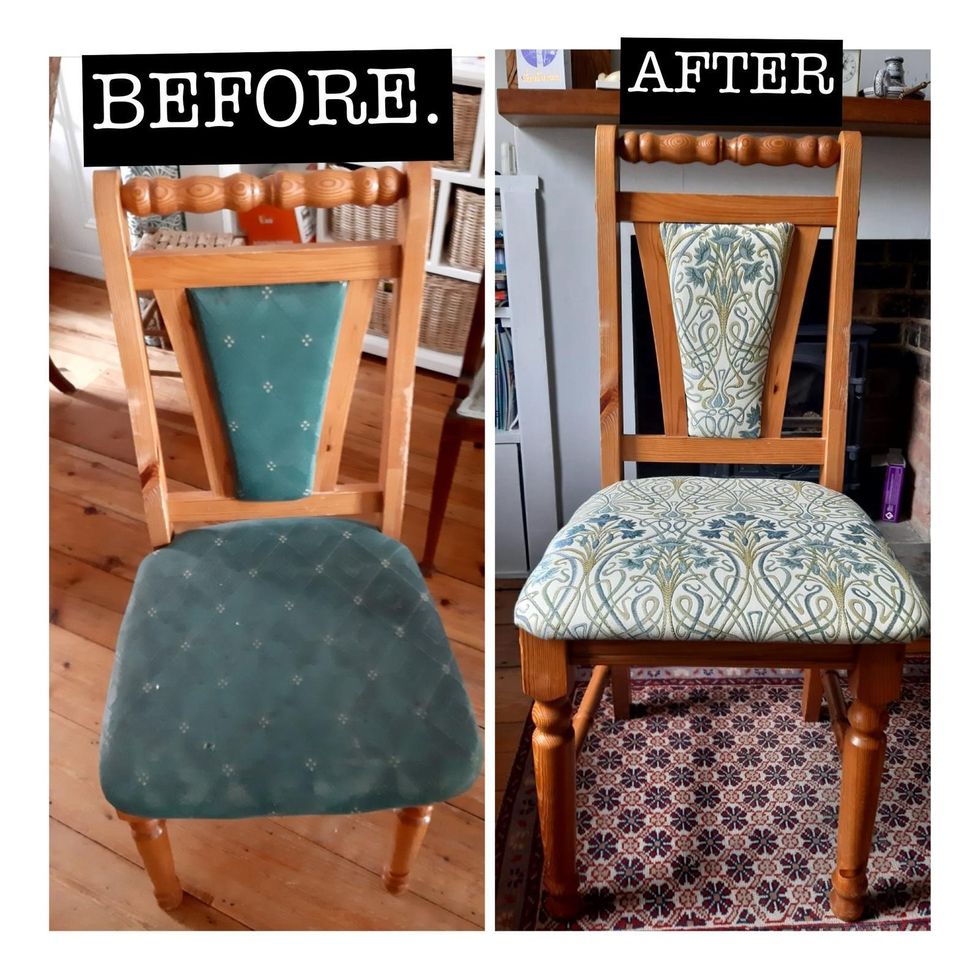 Jay Khan's chair upholstery before and after photos