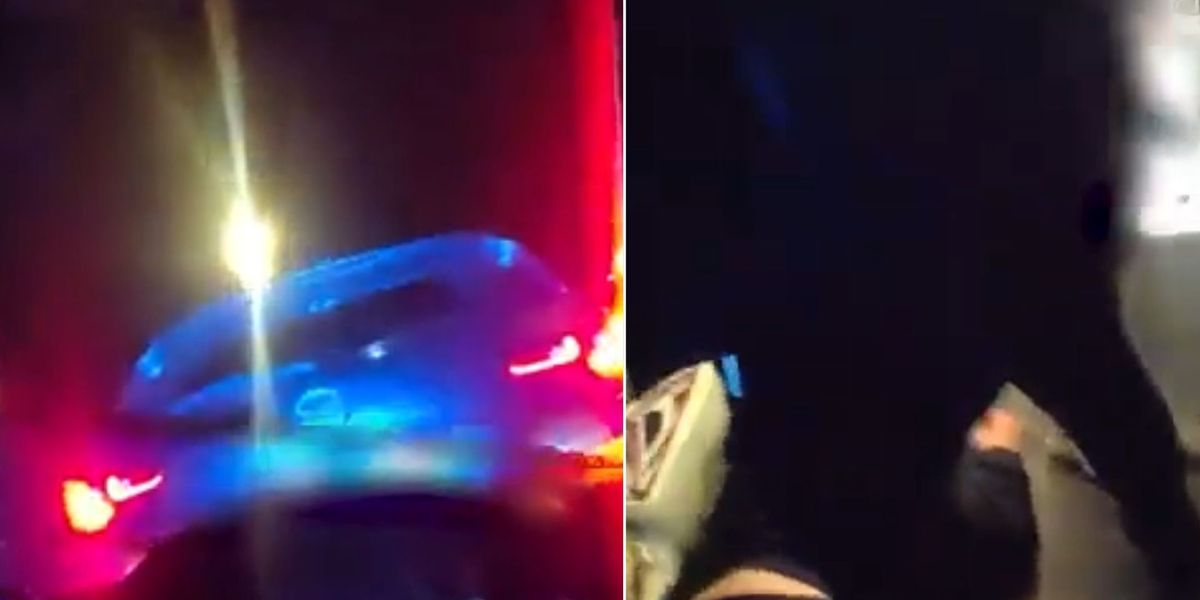 NextImg:Staggering moment driver rams police car after 100mph pursuit before hiding under a bed