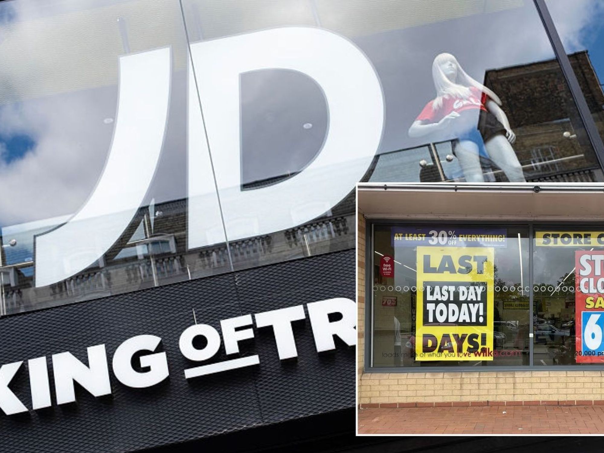 JD Sports and a closing down shop window