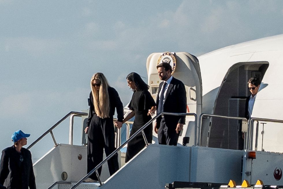 JD Vance, his wife Usha, and Charlie Kirk's widow Erika