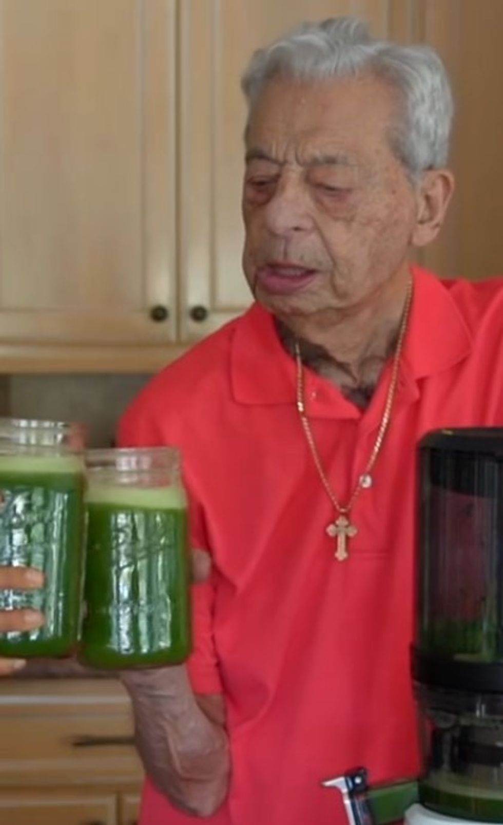 Jeddo drinking juice