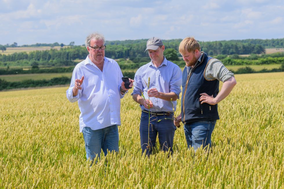 Jeremy Clarkson and Charlie Ireland with Kaleb Cooper