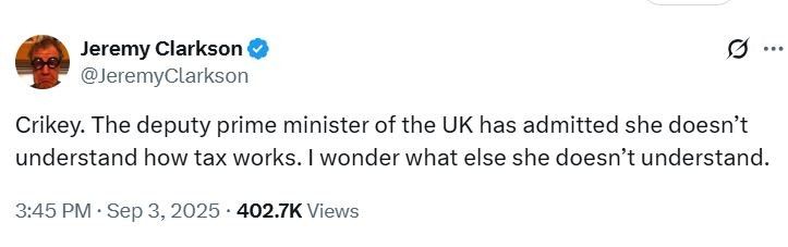 Jeremy Clarkson X post