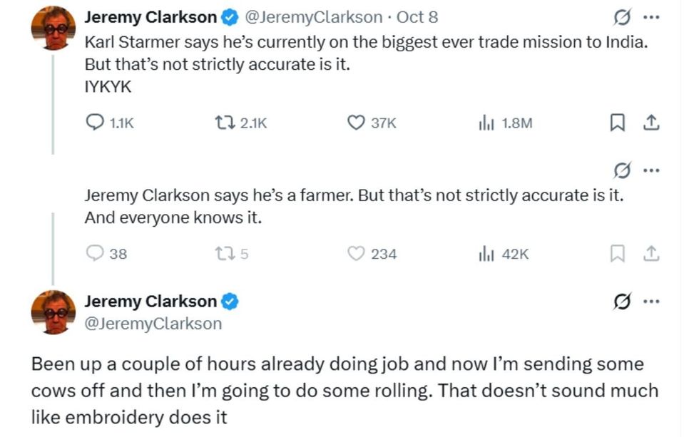 Jeremy Clarkson X post