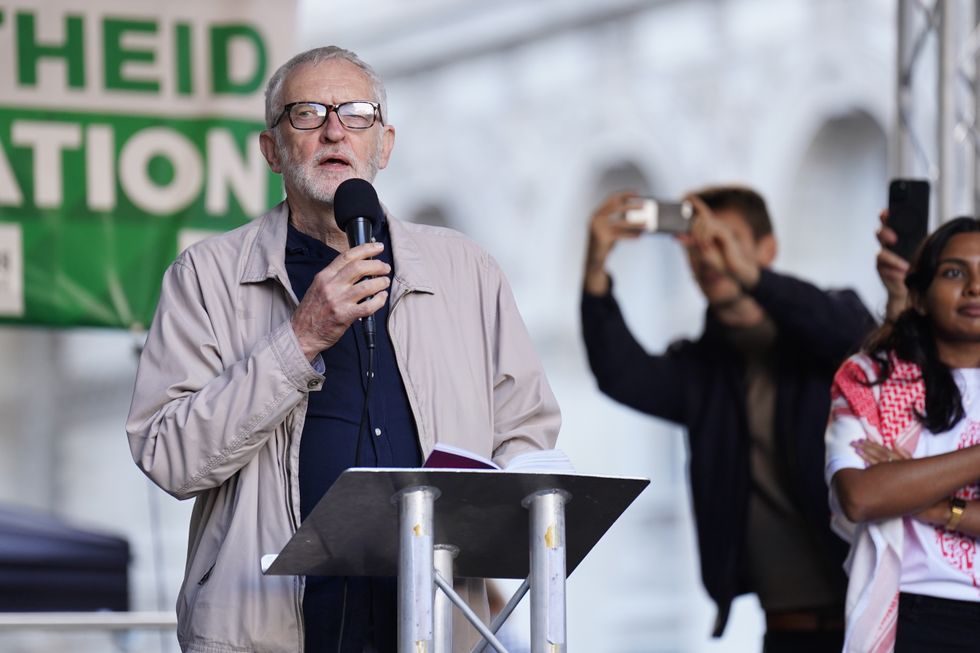 Jeremy Corbyn speaking at pro-Palestinian rally