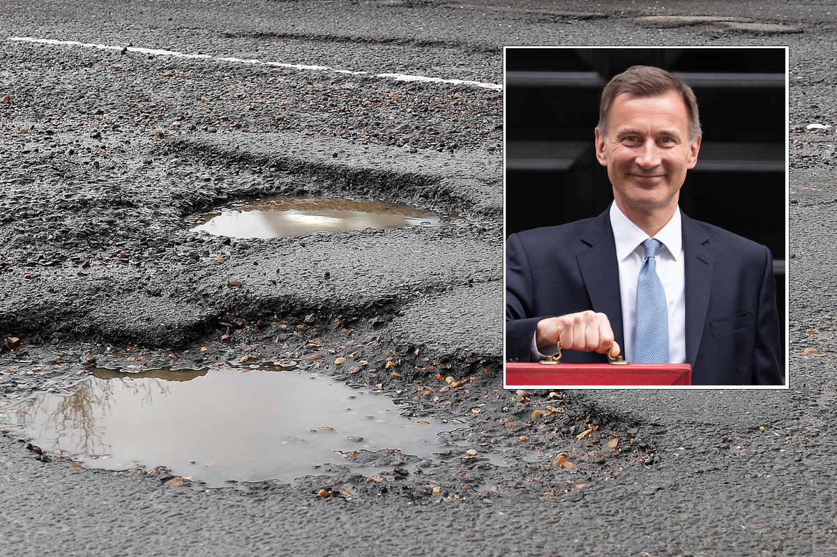 Jeremy Hunt and a picture of a pothole