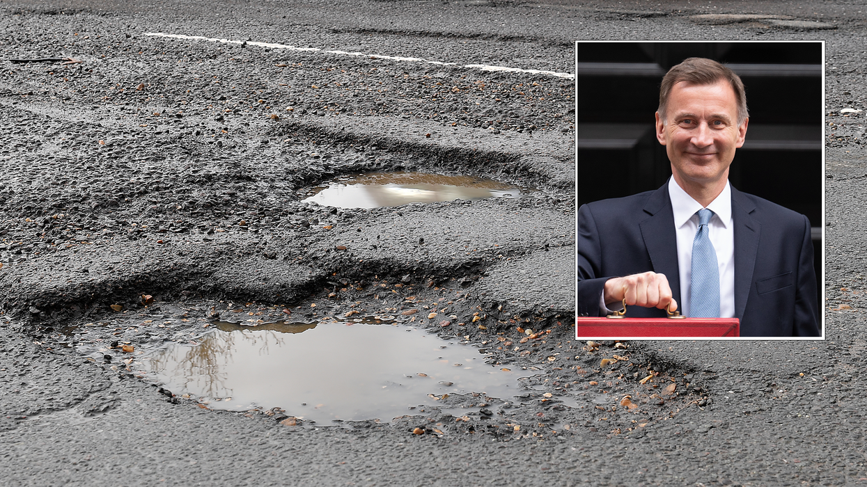 Jeremy Hunt and a picture of a pothole