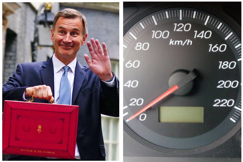 Jeremy Hunt and a speedometer in car