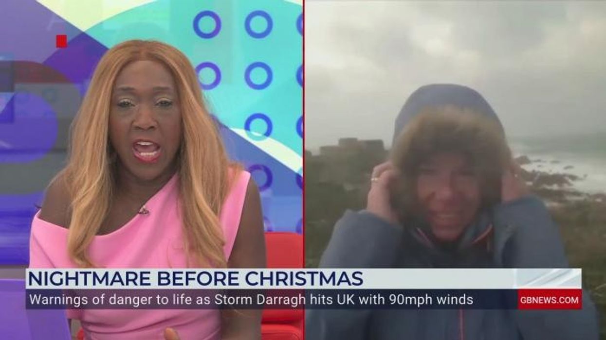 Storm Darragh: Watch crazy moment GB News viewer in Guernsey looks set to take off as 75mph winds batter Channel Islands