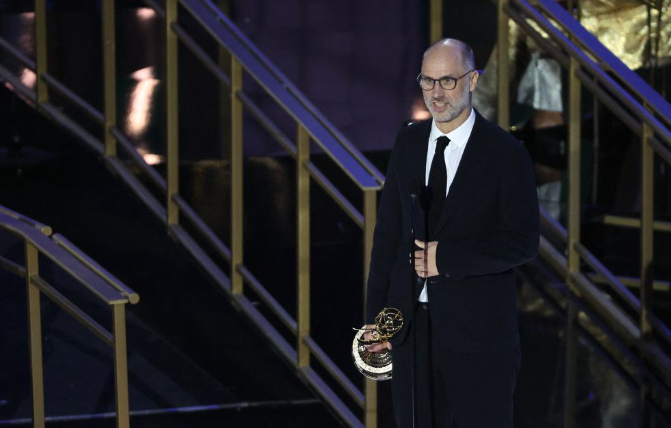 Jesse Armstrong accepts the award for Outstanding Writing For A Drama Series for %22Succession%22 at the 74th Primetime Emmy Awards held at the Microsoft Theater in Los Angeles, U.S., September 12, 2022. REUTERS/Mario Anzuoni