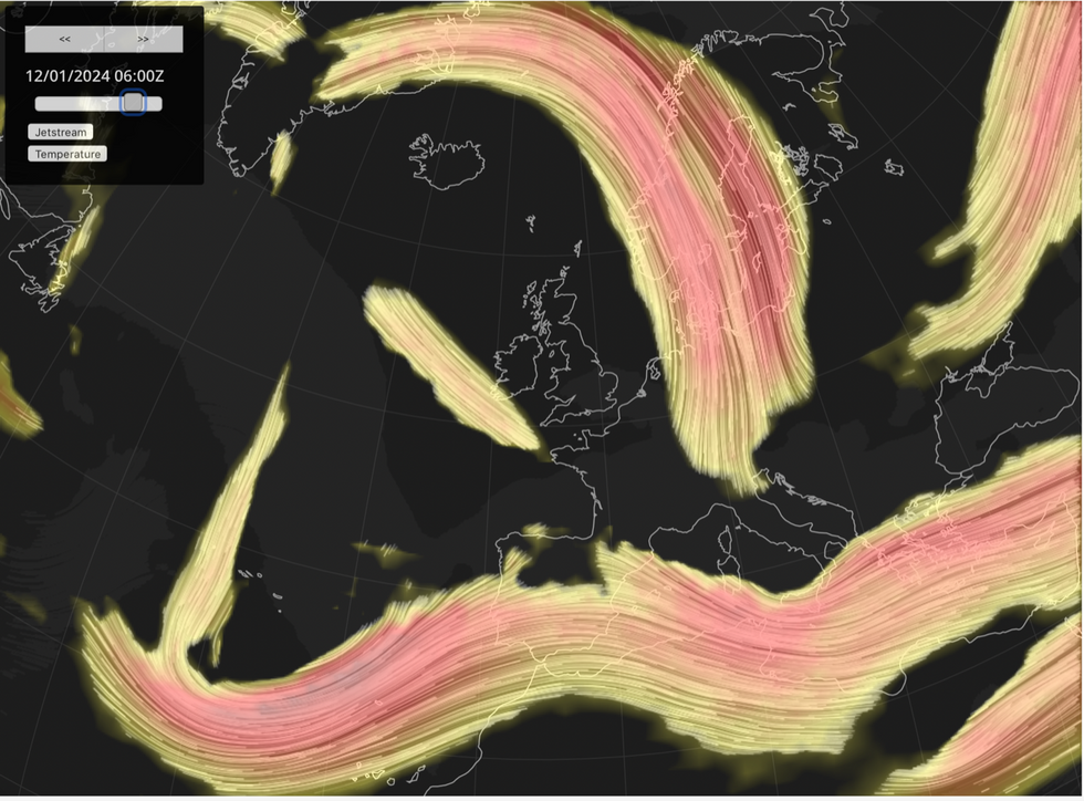Jet stream rockets to the north of the UK