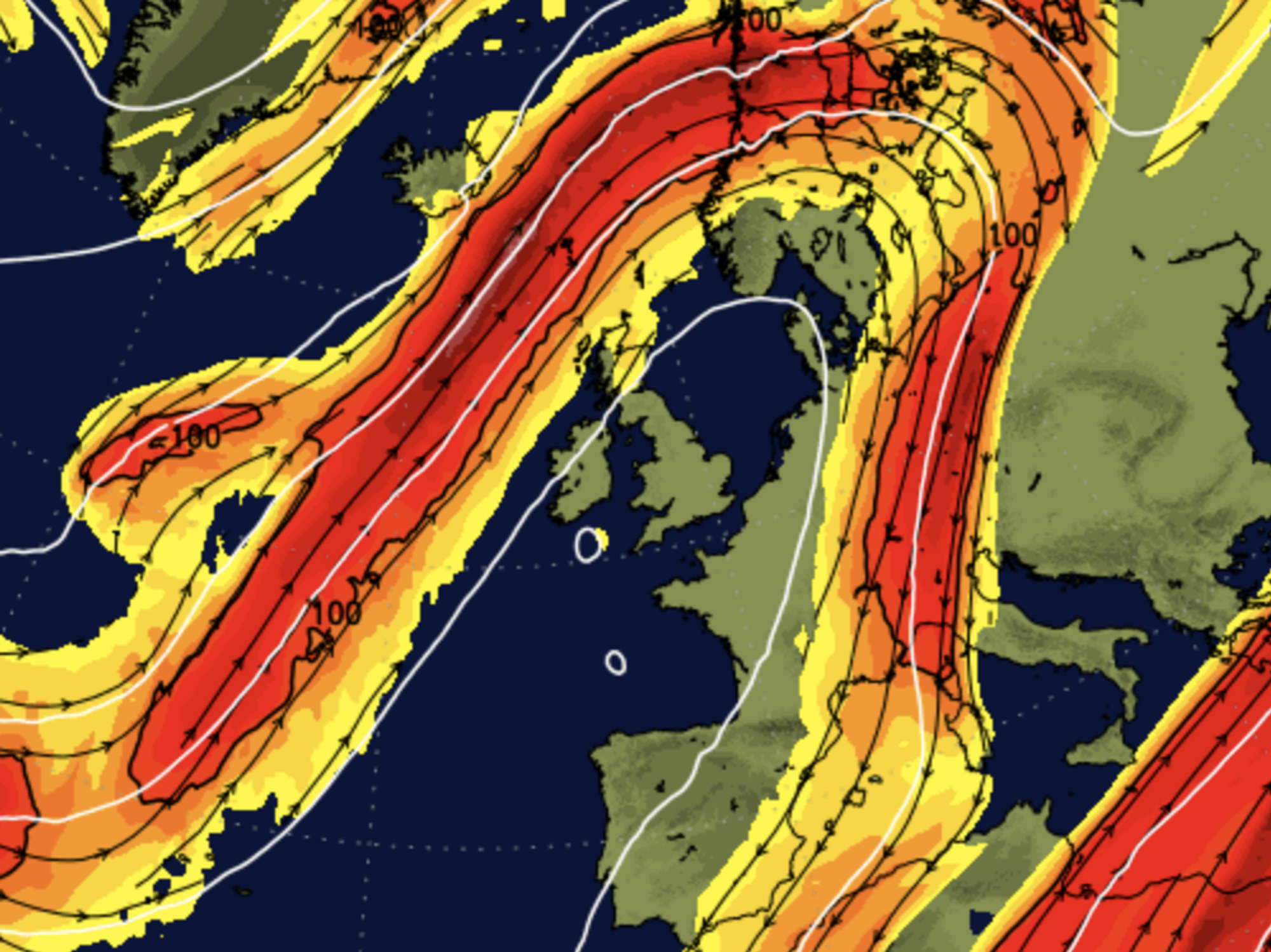 Jet stream shifts north (Netweather)