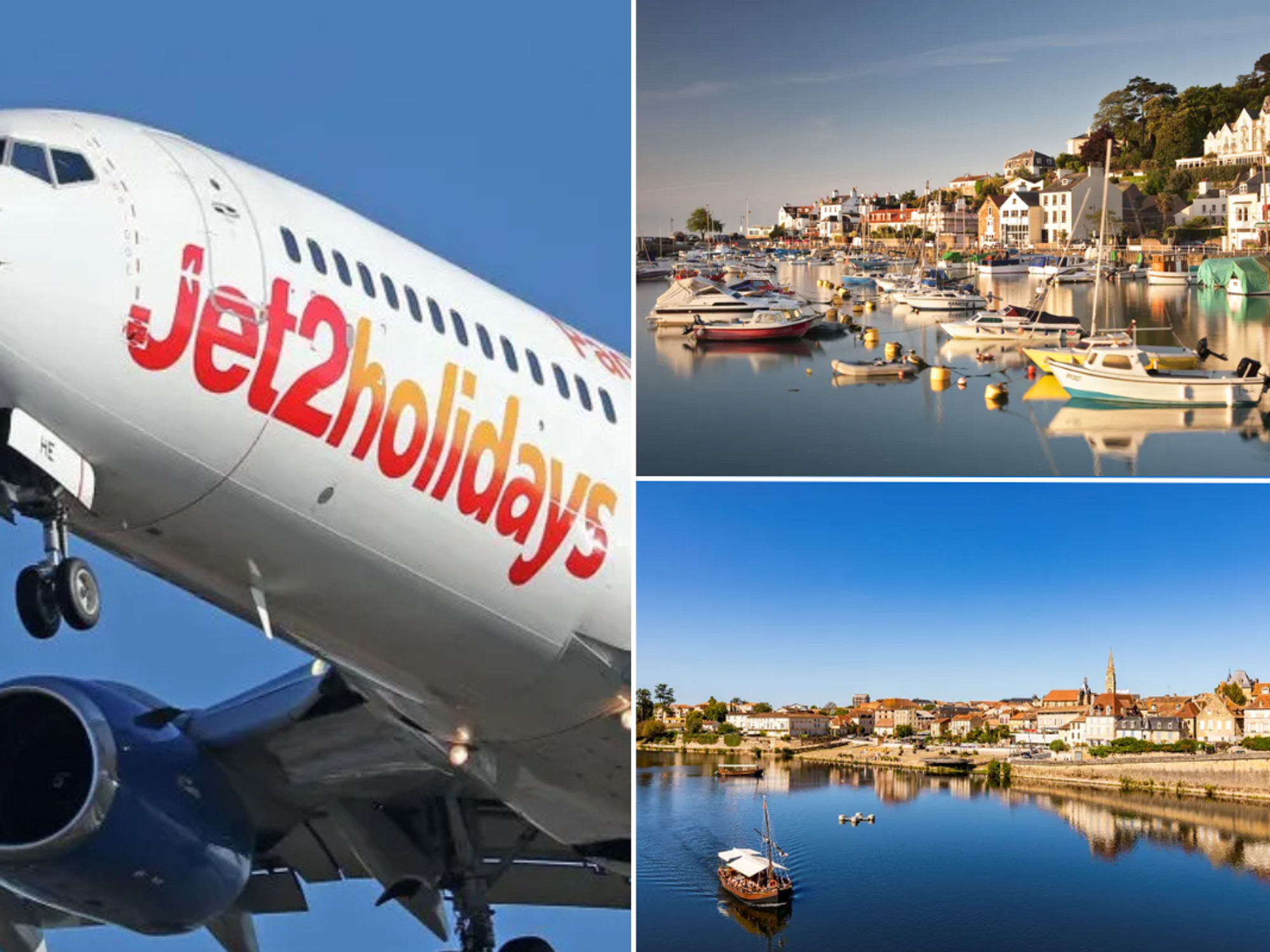 Jet2 plane / Bergerac / boats on water in Jersey
