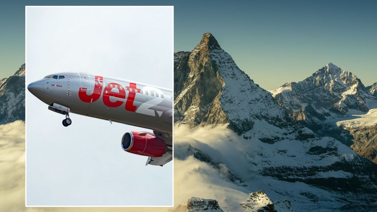 Jet2 plane stock image and mountain