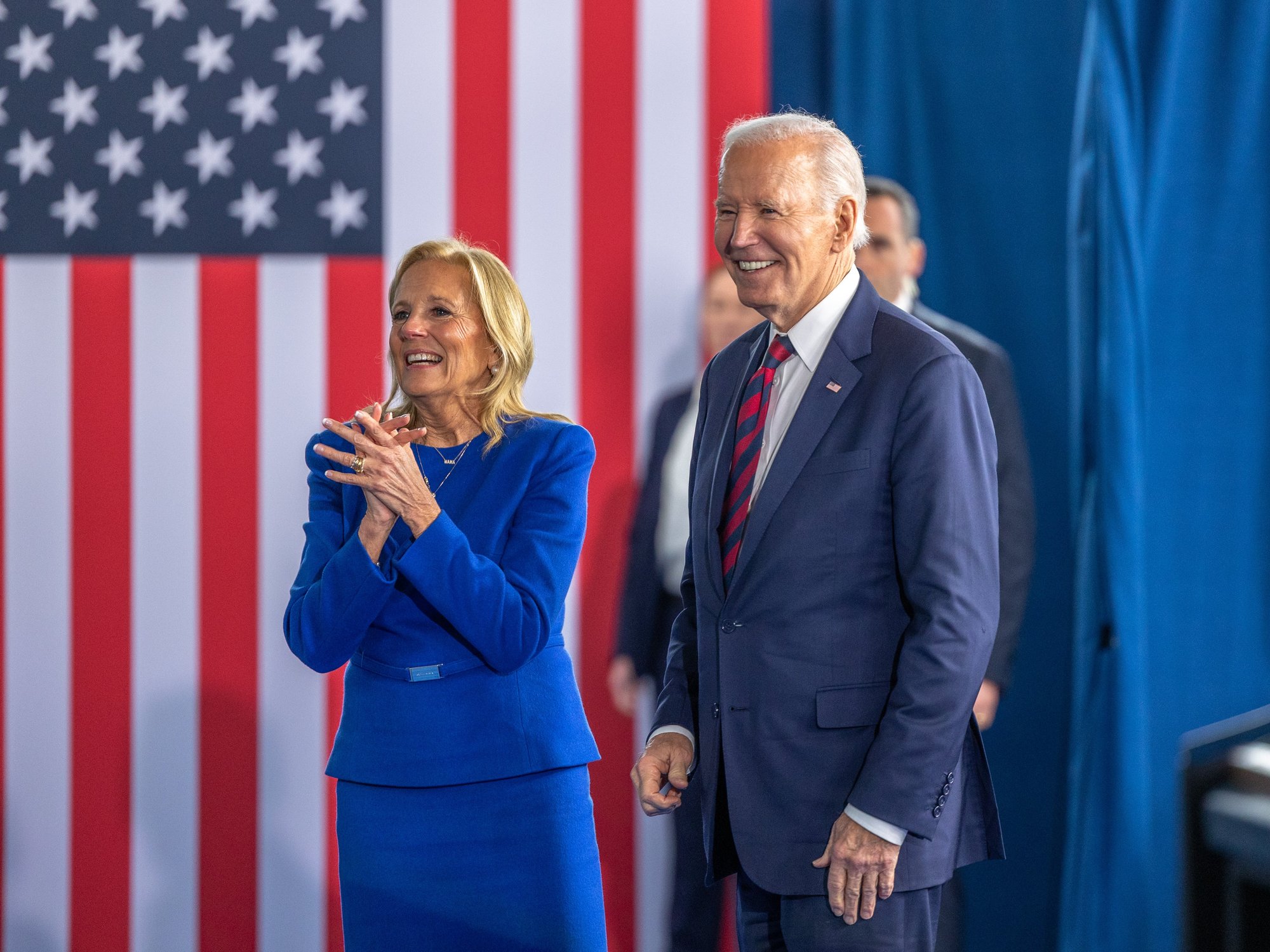 Jill Biden (left) and Joe Biden (right)