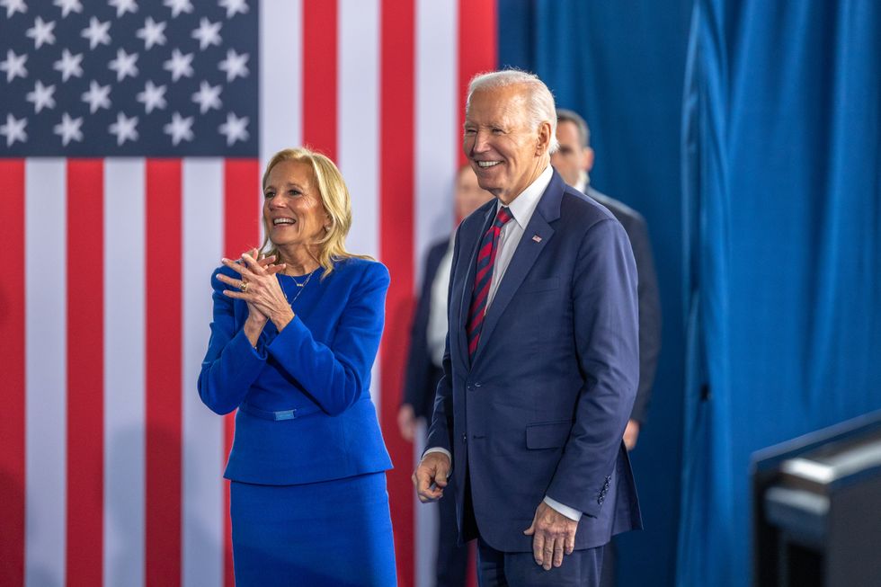 Jill Biden (left) and Joe Biden (right)