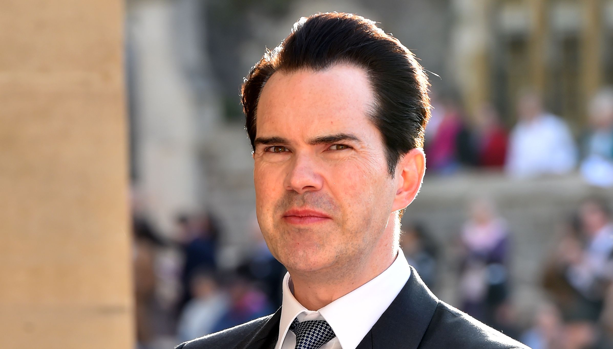 Jimmy Carr arrives for the wedding of Princess Eugenie.