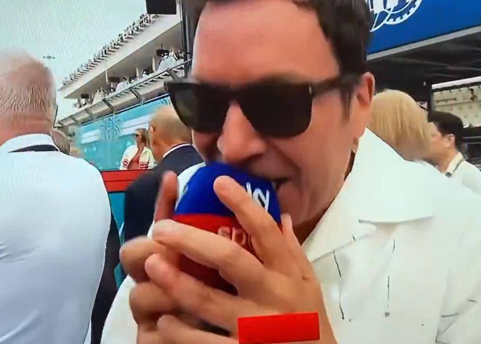 Jimmy Fallon bit Martin Brundle's mic in a bizarre interview