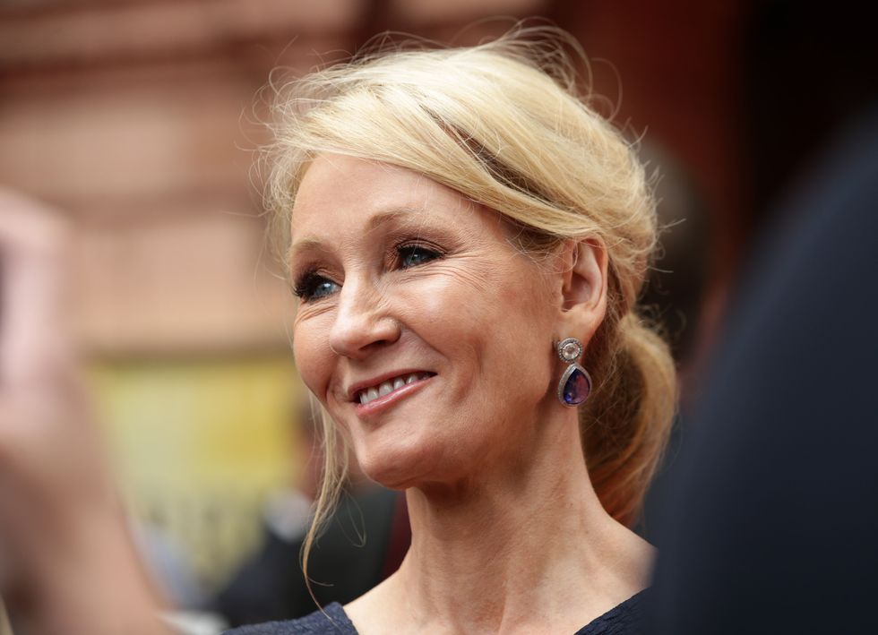 JK Rowling arriving for the opening gala performance of Harry Potter and The Cursed Child, at the Palace Theatre in London.