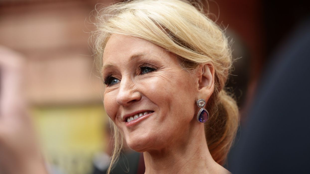 JK Rowling arriving for the opening gala performance of Harry Potter and The Cursed Child, at the Palace Theatre in London
