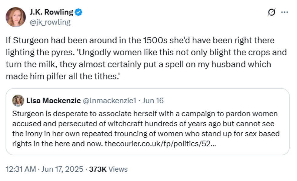 JK Rowling X post