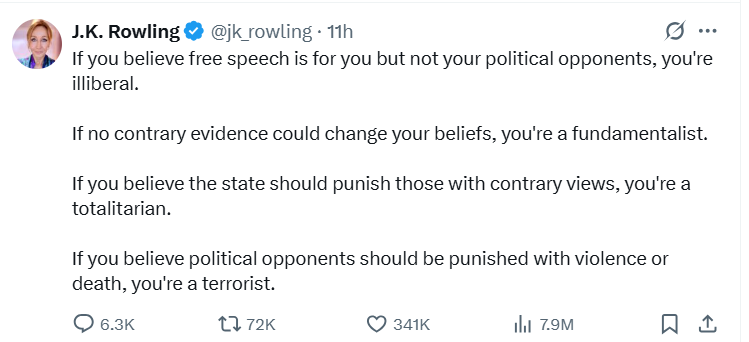 JK Rowling X post