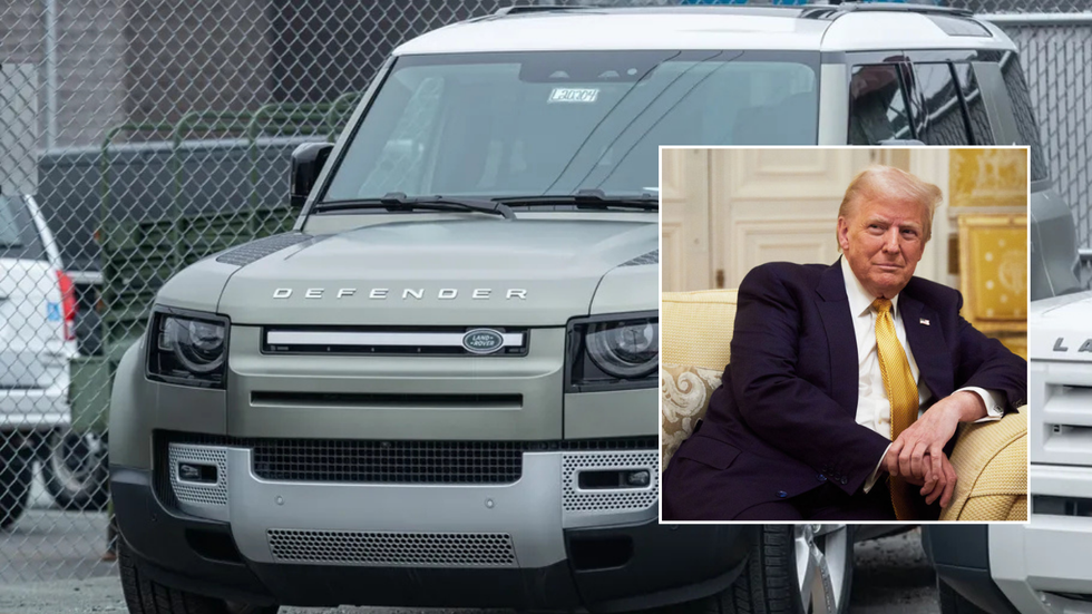 JLR Defender and Donald Trump