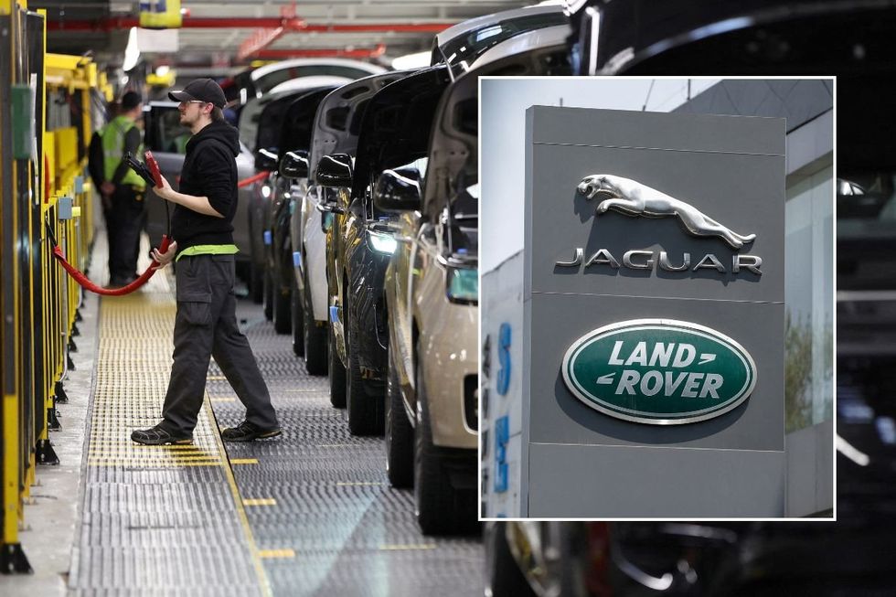 JLR worker and a JLR sign