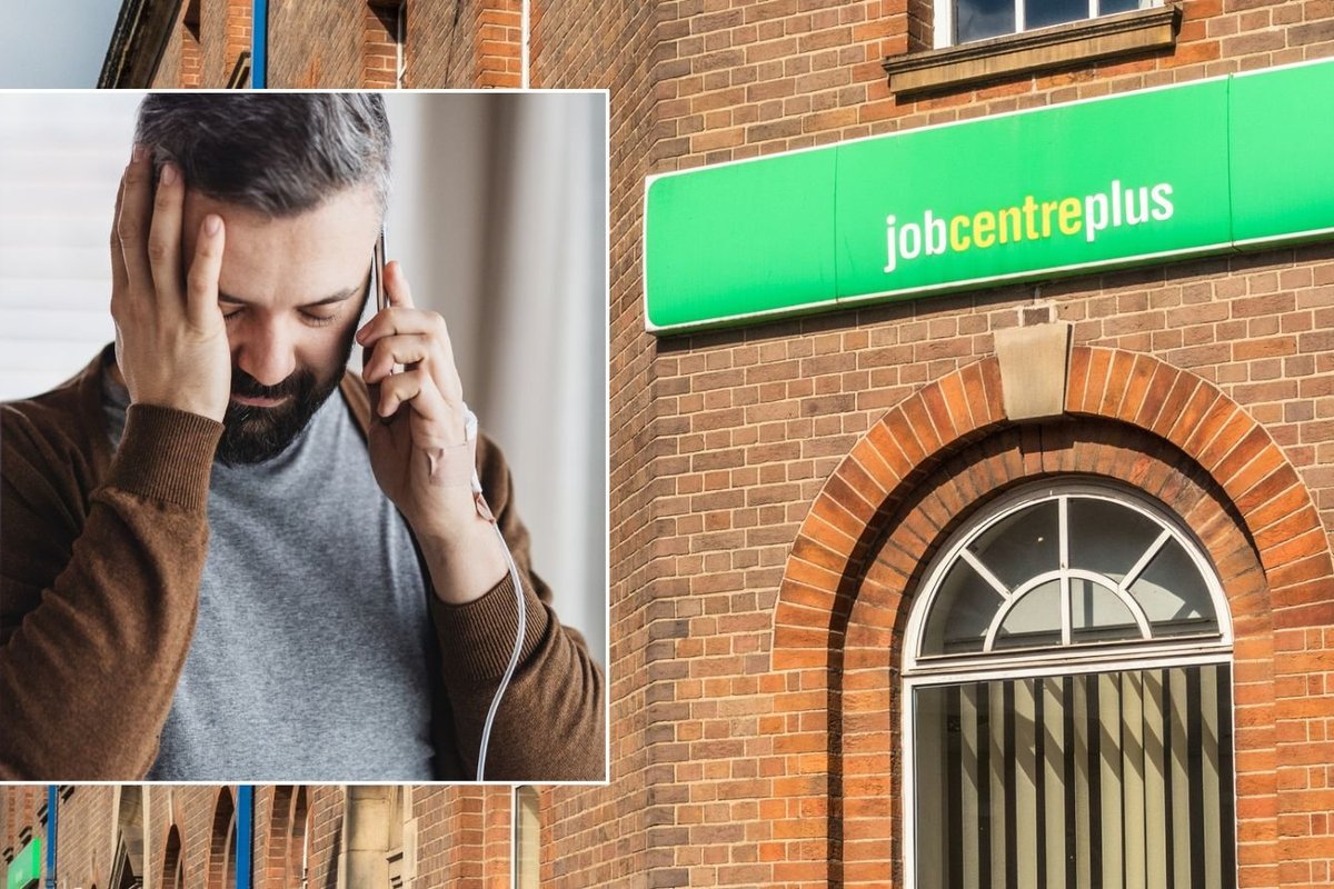 Jobcentre and man on phone