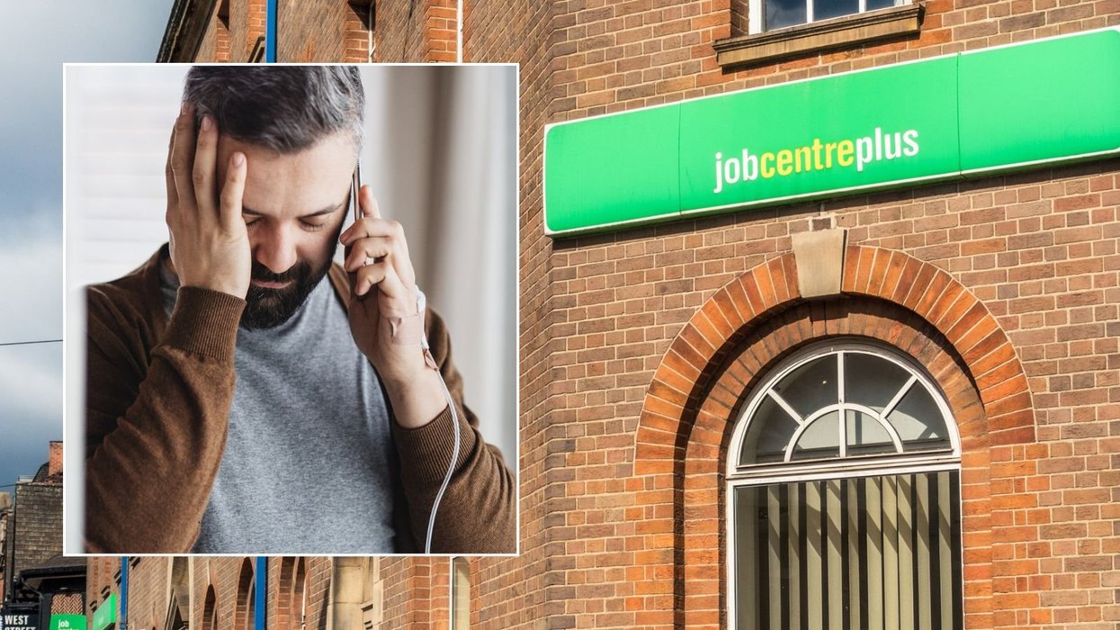 Jobcentre and man on phone