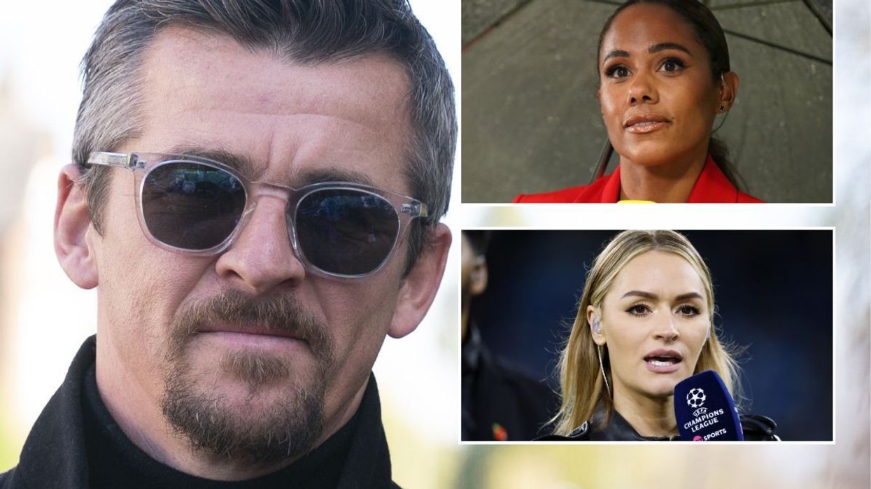 Joe Barton with insets of Alex Scott and Laura Woods